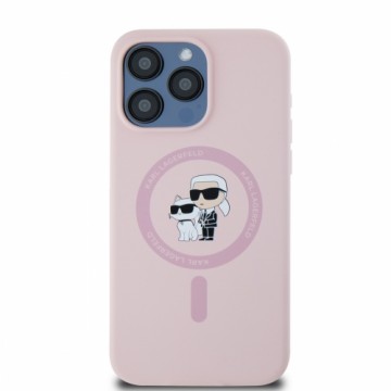 Karl Lagerfeld Liquid Silicone Karl and Choupette MagSafe Case for iPhone 14 Pro Max Pink