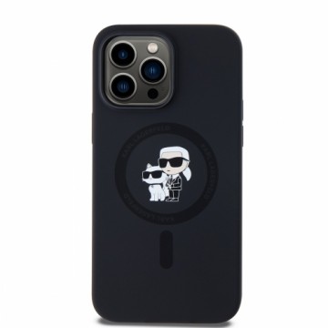 Karl Lagerfeld Liquid Silicone Karl and Choupette MagSafe Case for iPhone 14 Pro Max Black