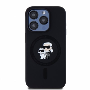 Karl Lagerfeld Liquid Silicone Karl and Choupette MagSafe Case for iPhone 14 Pro Black