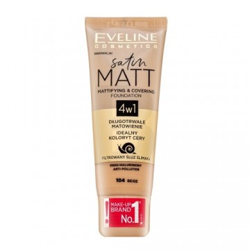 Eveline Satin Matt Mattifying & Covering Foundation 4in1 liquid make-up with mattifying effect 104 Beige 30 ml