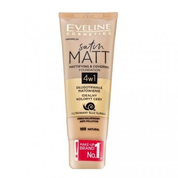 Eveline Satin Matt matējošs un sedzošs tonālais krēms 4in1 matējošs šķidrais make-up 103 Natural 30 ml