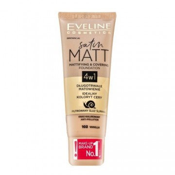 Eveline Satin Matt Mattifying & Covering Foundation 4in1 liquid make-up with mattifying effect 102 Vanilla 30 ml