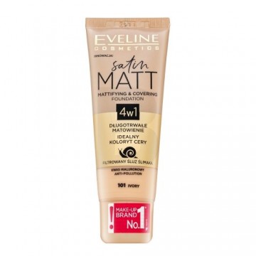 Eveline Satin Matt matējošs un sedzošs tonālais krēms 4in1 ar matējošu efektu 101 Ivory 30 ml