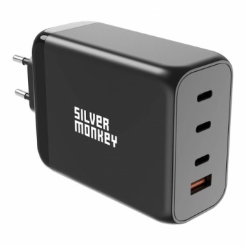 Silver Monkey SMA153 200W GaN Charger 3xUSB-C PD USB-A QC 3.0 - Black