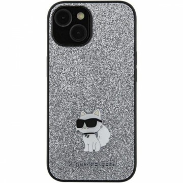 OEM Original Pouch KARL LAGERFELD hardcase Fixed Glitter Choupette Logo Metal Pin KLHCSA55GCNPSG  for Samsung Galaxy A55 silver