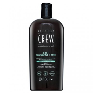 American Crew šampūns, kondicionieris un dušas želeja "3 in 1 Chamolie + Pine" 1000 ml