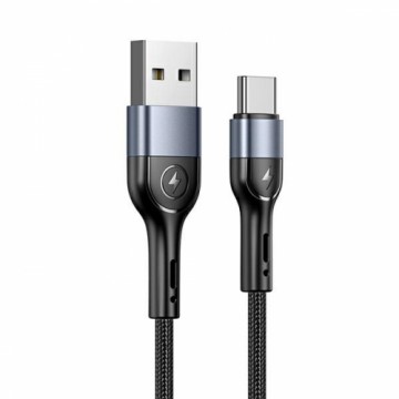 USAMS Kabel pleciony U55 2A USB-C czarny|black 1m SJ449USB01 (US-SJ449)