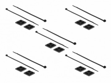 Delock mounting base 25 x 25 mm with cable ties L 300 x W 4.8 mm black