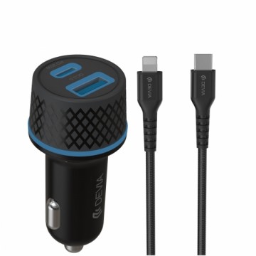 Devia car charger Extreme PD QC 1x USB-C 1x USB 52,5W black + USB-C - Lightning cable