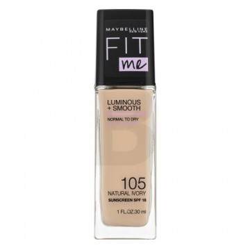 Maybelline Fit Me! Luminous + Smooth SPF18 Foundation 105 Natural Ivory vienotai un mirdzošai sejas ādai 30 ml