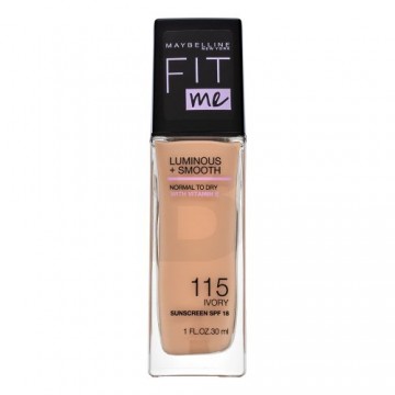 Maybelline Fit Me Luminous + Smooth SPF 18 Fonds 115 Ziloņkaula krāsas vienotai un mirdzošai sejas ādai 30 ml