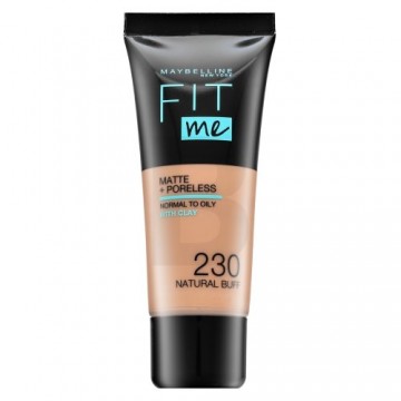 Maybelline Foundation Matte + Poreless 230 Natural Buff viendabīgam un mirdzošam sejas tonim 30 ml