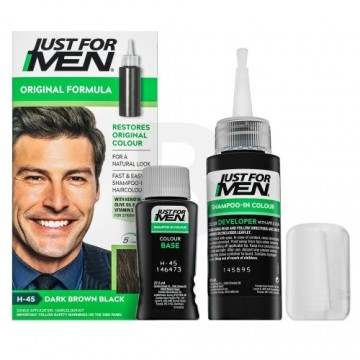 Шампунь для окрашивания волос Just For Men Autostop Hair Colour для мужчин H45 Темно-коричневый черный 35 г