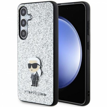 Karl Lagerfeld KLHCS24MGCNPSG S24+ S926 srebrny|silver hardcase Fixed Glitter Ikonik Logo Metal Pin