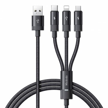 3in1 USB to USB-C | Lightning | Micro USB Cable, Mcdodo CA-5790, 3.5A, 1.2m (black)