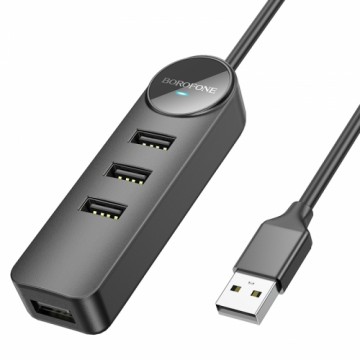 OEM Borofone Adapter DH5 Erudite 4 in 1 - USB to 4xUSB 3.0 - 0,2 metres black