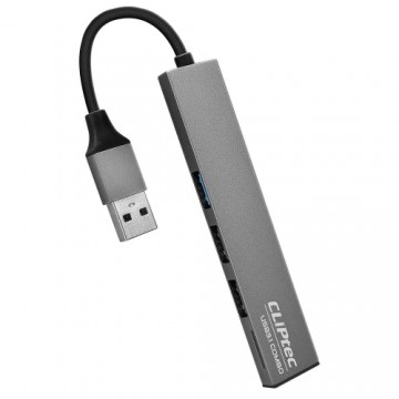 OEM Cliptec Adapter HUB - USB to USB 3.1 + 2xUSB 2.0 + microSD - Slim Combo RZR545 grey