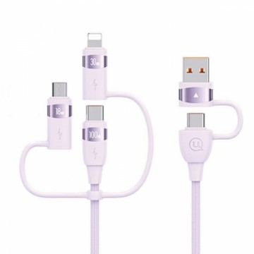 USAMS Kabel U85 2xUSB-C|USB|Micro-USB| Lightning 6w1 2m 100W PD Fast Charge fioletowy|purple SJ646USB02 (US-SJ646)