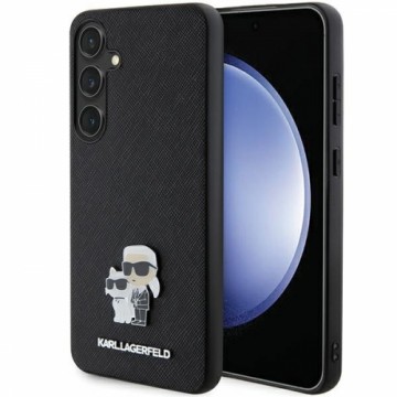 Original Pouch KARL LAGERFELD hardcase Saffiano Karl & Choupette Metal Pin KLHCS24SPSAKCMPK for Samsung Galaxy S24 black