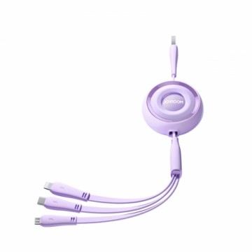 Joyroom S-A40 Colorful Series 3in1 retractable cable USB-A to USB-C | Lightning | microUSB 1m - purple