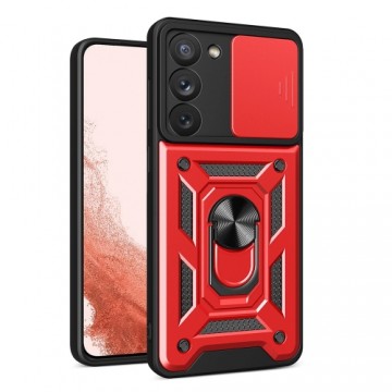 Hurtel Hybrid Armor Camshield case for Samsung Galaxy S23+ armored cover with camera cover red