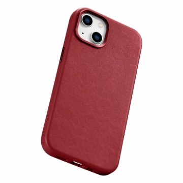 iCarer Case Leather case cover made of natural leather for iPhone 14 Plus red (compatible with MagSafe)