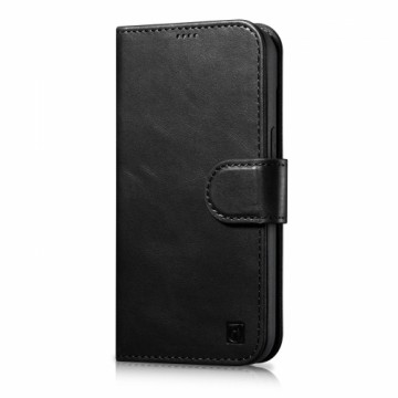 iCarer Oil Wax Wallet Case 2in1 Cover iPhone 14 Plus Anti-RFID Leather Flip Case Black (WMI14220723-BK)