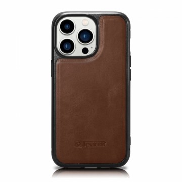 iCarer Leather Oil Wax case for iPhone 14 Pro Max leather cover brown (WMI14220720-BN)