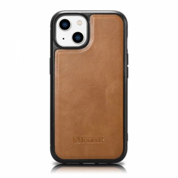 iCarer Leather Oil Wax case covered with natural leather for iPhone 14 brown (WMI14220717-TN)