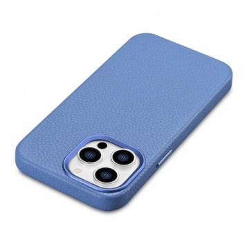 iCarer Litchi Premium Leather Case iPhone 14 Pro Max Magnetic Leather Case with MagSafe Light Blue (WMI14220712-LB)