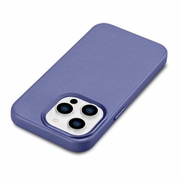 iCarer Case Leather Cover Genuine Leather Case for iPhone 14 Pro Max Light Purple (WMI14220708-LP) (MagSafe Compatible)