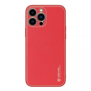 Dux Ducis Yolo elegant case made of soft TPU and PU leather for iPhone 13 Pro Max red