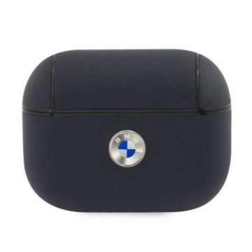 BMW BMAPSSLNA AirPods Pro cover granatowy|navy Geniune Leather Silver Logo