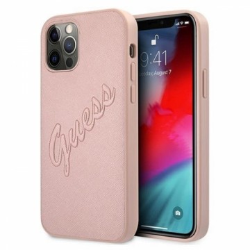 Guess GUHCP12MRSAVSRG iPhone 12|12 Pro 6.1&quot; pink|pink hardcase Saffiano Vintage Script