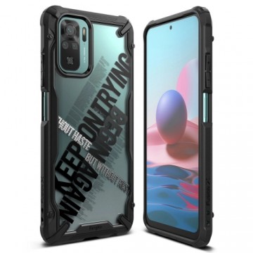 Ringke Fusion X Design durable PC Case with TPU Bumper for Xiaomi Redmi Note 10 | Redmi Note 10S black (Cross) (XDXI0030)