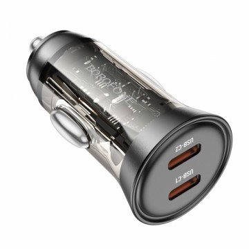 Borofone Car charger BZ26B Discovery - 2xType C - PD 45W 3A transparent-black