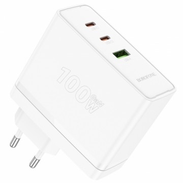 Borofone Wall charger BN11 Imperial - USB + 2xType C - QC 3.0 PD 100W white