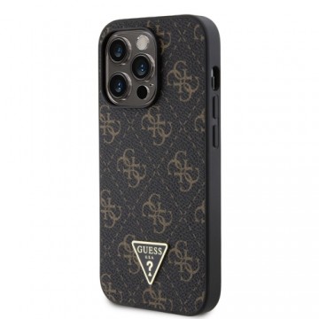 Guess PU Leather 4G Triangle Metal Logo Case for iPhone 14 Pro Black