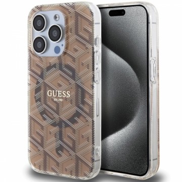 Guess GUHMP15LHGCUSTGW iPhone 15 Pro 6.1" brązowy|brown hardcase IML GCube MagSafe