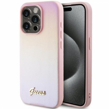 Guess GUHCP14XPSAIRSP iPhone 14 Pro Max 6.7" różowy|pink hardcase Saffiano Iridescent Script