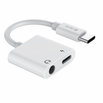 Devia adapter Smart USB-C - USB-C (port) + jack 3,5mm (port) white