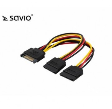 SAVIO Кабель питания SATA AK-17 | 18 см | 1x15 pin SATA (F) | 2x15 pin SATA (M)