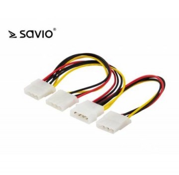 SAVIO Power cable AK-16|18cm|  IDE Molex 4 pin male | 3xIDE Molex 4 pin female|Voltage 12V DCV DC