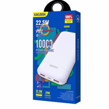 KAKUSIGA KSC-887 barošanas banka 10000mAh | 2 x USB | 22,5W balta