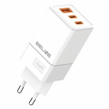 Beline Ład. siec. 2x USB-C + 1x USB 65W biały|white (only head) PD 3.0 + QC 3.0  BLN3CW65 GaN