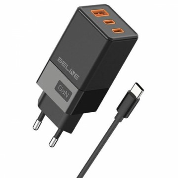 Beline Ład. siec. 2x USB-C + 1x USB 65W + kabel USB-C czarny|black PD 3.0 + QC 3.0  BLN3CB65C GaN