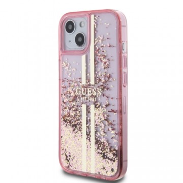 Guess PC|TPU Liquid Glitter Gold Stripe Case for iPhone 15 Pro Max Pink