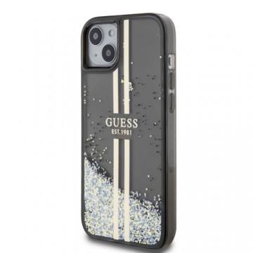 Guess PC|TPU Liquid Glitter Gold Stripe Case for iPhone 15 Plus Black