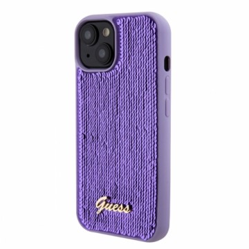 Guess Sequin Script Logo Case for iPhone 15 Plus Purple