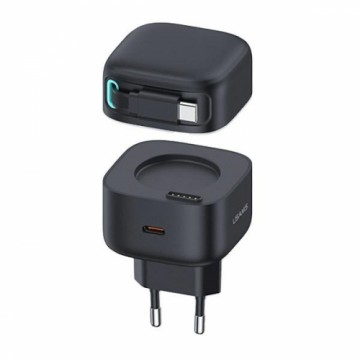 USAMS Ład. siec. 1xUSB-C ze zwijanym kablem USB-C (only head) PD+QC 35W Gan Fast Charging czarny|black XMF Series CC202TC01 (US-CC202)